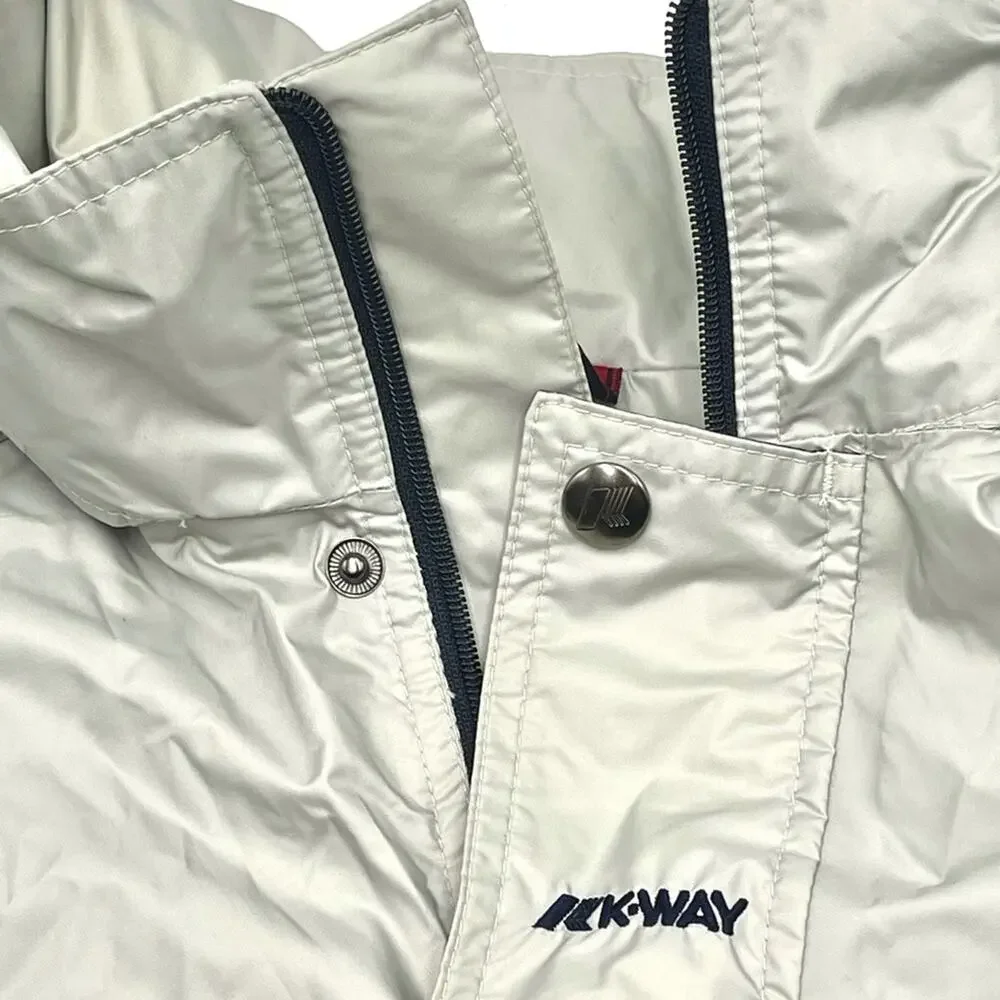 K-WAY 2000 men windbreaker lightweight off-white pockets drawstring size MEDIUM